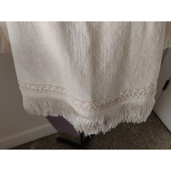 Boden Cream Linen Top Fringe Trim Crop Simple Luxury Boho Size 8 EUC - Picture 3 of 7